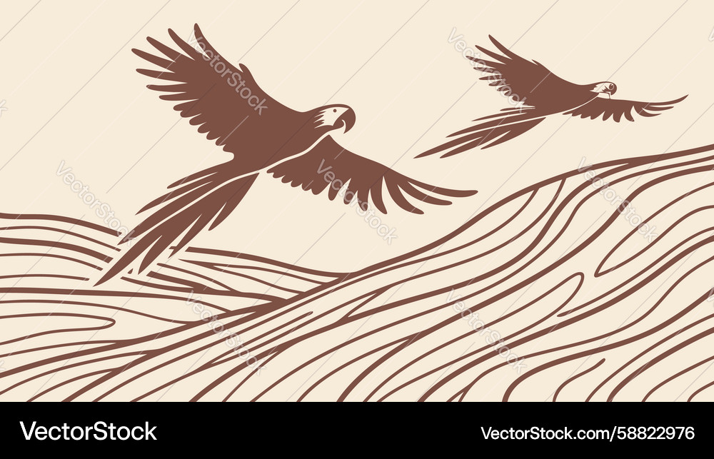 Abstract birds in dynamic flight expressive Vector Image