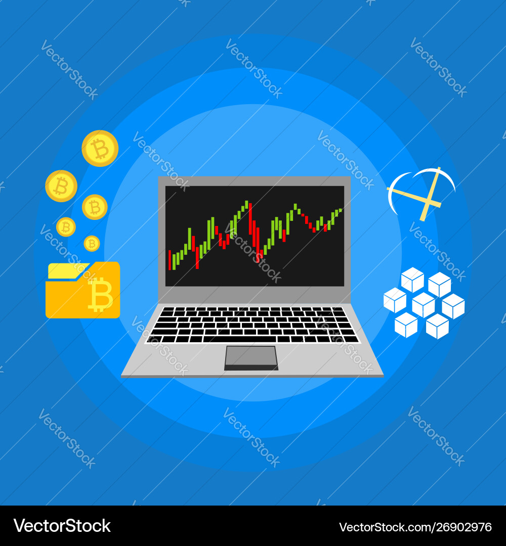 Blockchain scheme mining crypto currency server Blockchain scheme mining crypto currency server vector image