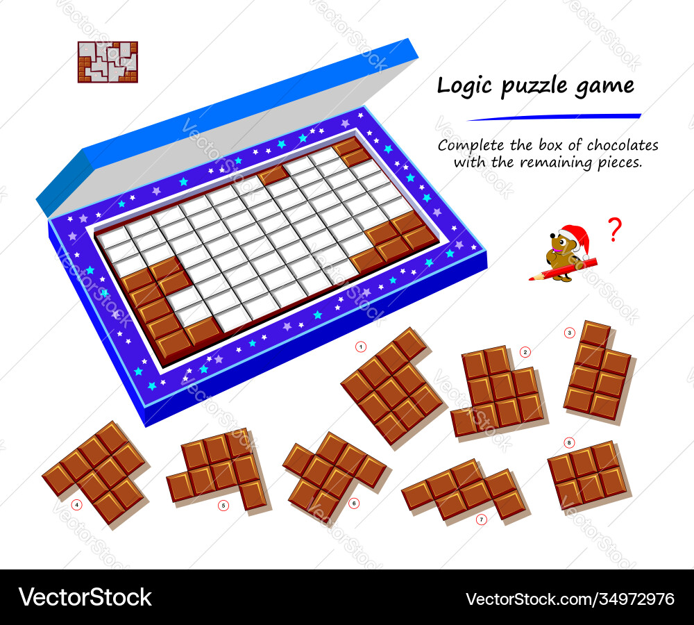 Chocolates Logic Puzzle Game Vector Image