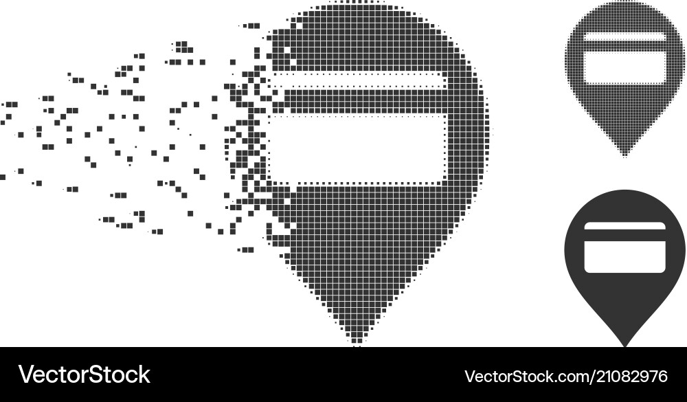 Credit card pointer dissipated pixel halftone icon vector image