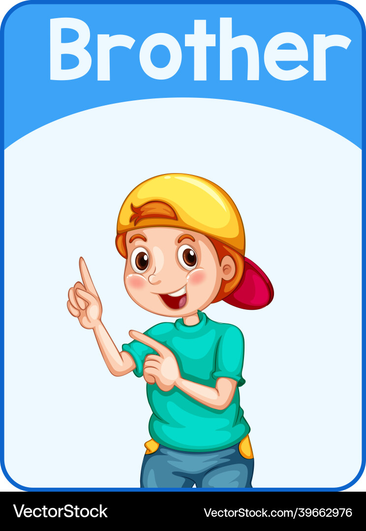 Educational english word card of brother Educational english word card of brother vector image