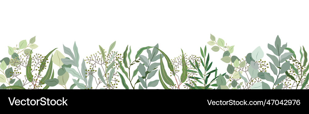 Eucalyptus leaves and branches border art Eucalyptus leaves and branches border art vector image