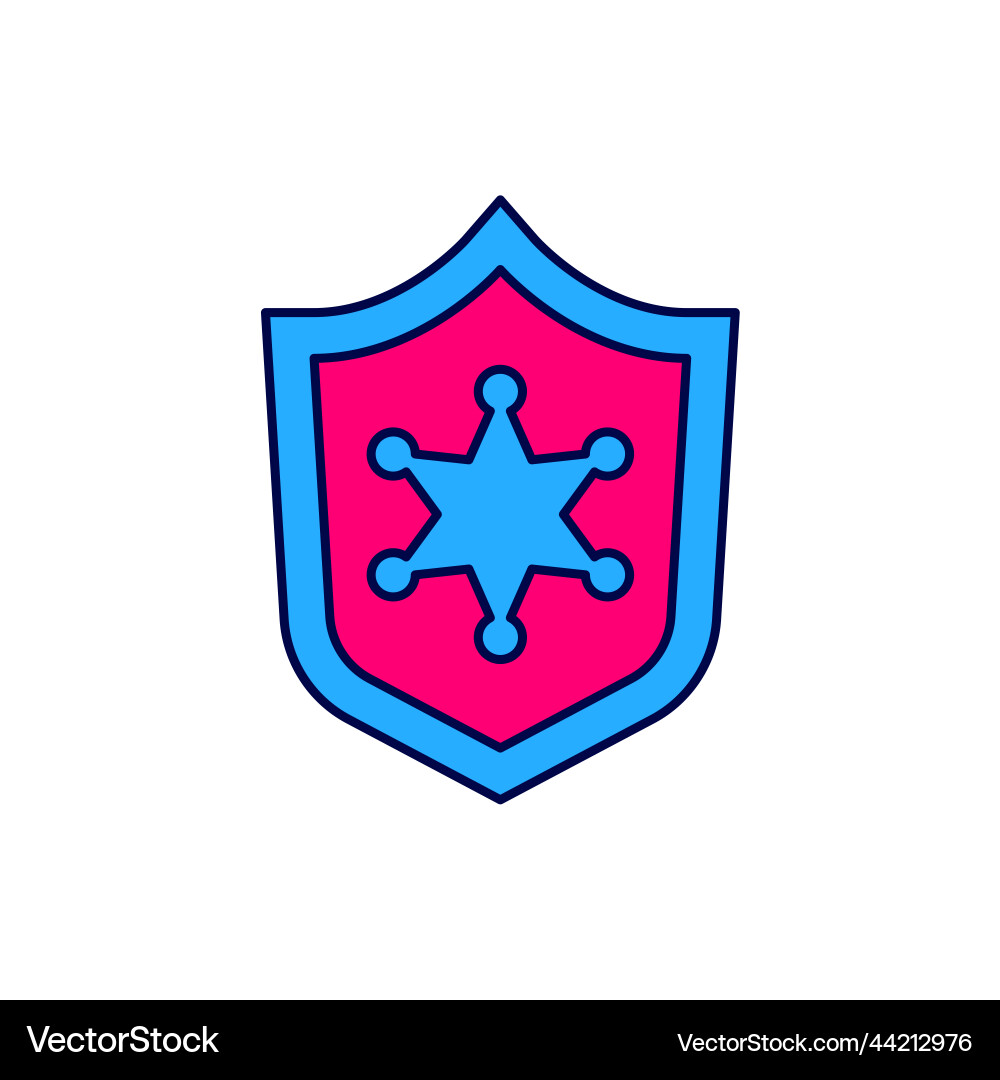 Filled outline police badge icon isolated on white Filled outline police badge icon isolated on white vector image