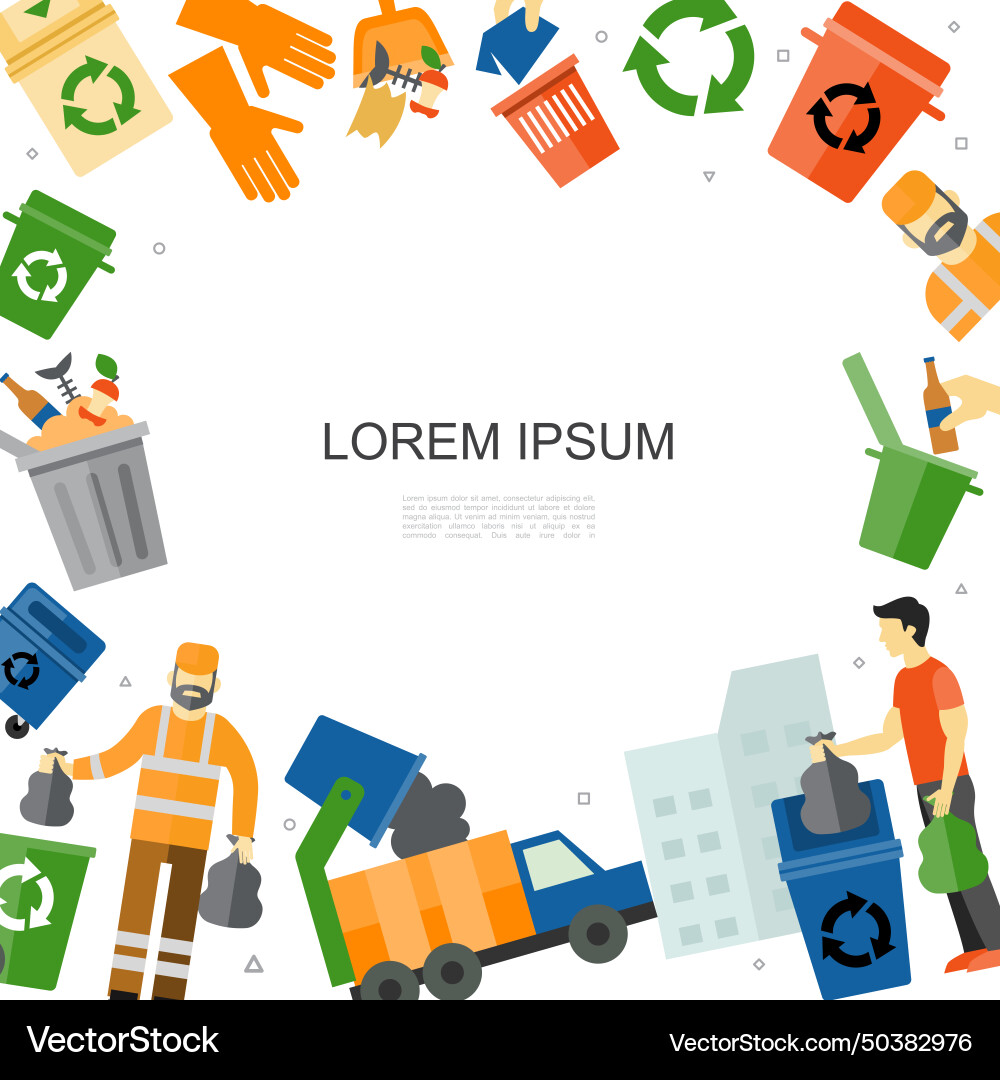 Flat garbage elements template Flat garbage elements template Vector Image