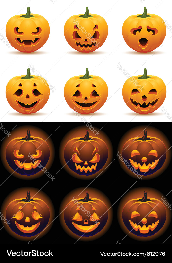 Halloween Pumpkin Icon Set vector image