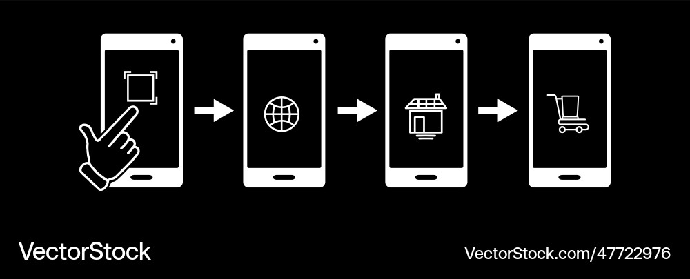 Icon set with smartphone qr code scan Vector Image