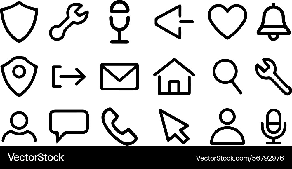 Minimal interface line icons set a user Vector Image