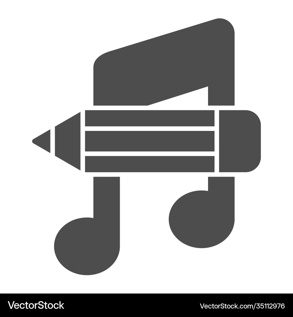 Music note with pencil solid icon school concept Music note with pencil solid icon school concept vector image