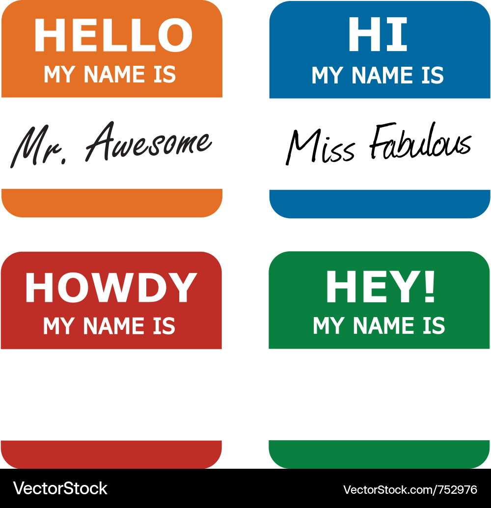 Name Tag - Hello! Vector Image