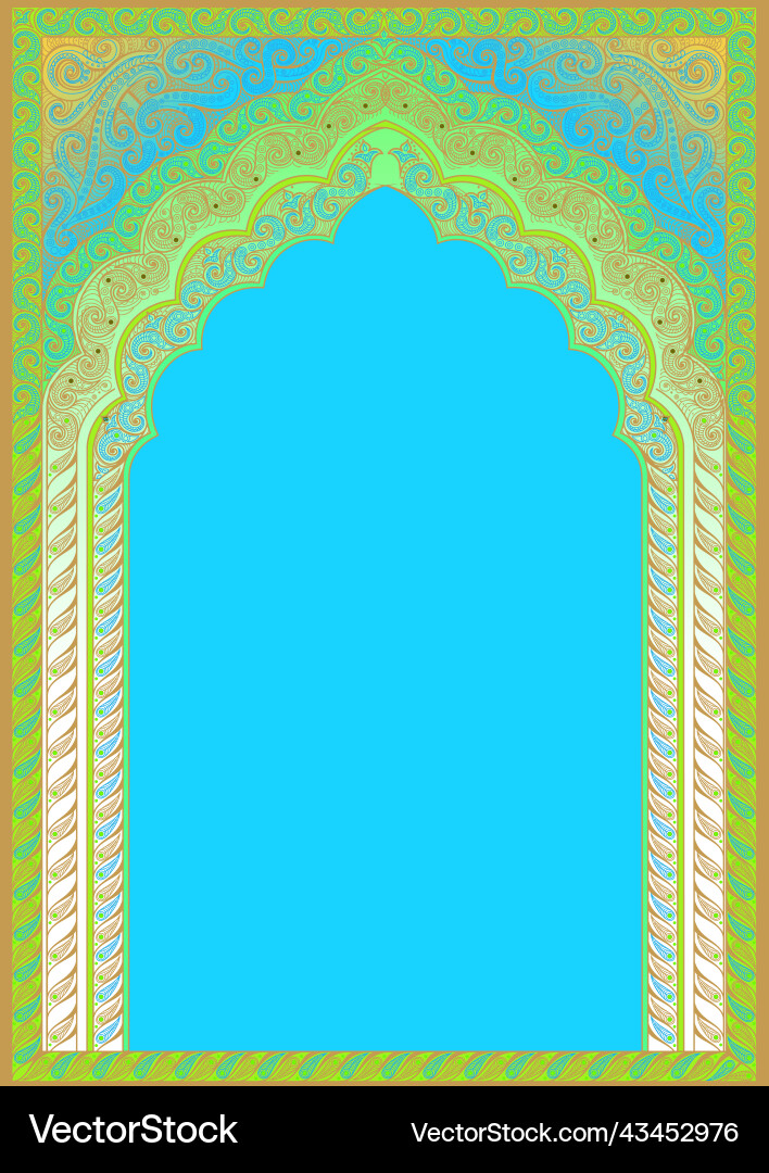 Ornamented arch in acid tones a4 format Ornamented arch in acid tones a4 format vector image