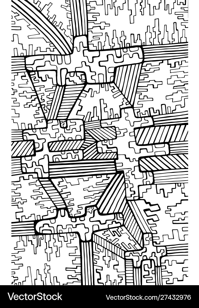 Psychedelic Abstract Pattern Coloring Page Vector Image
