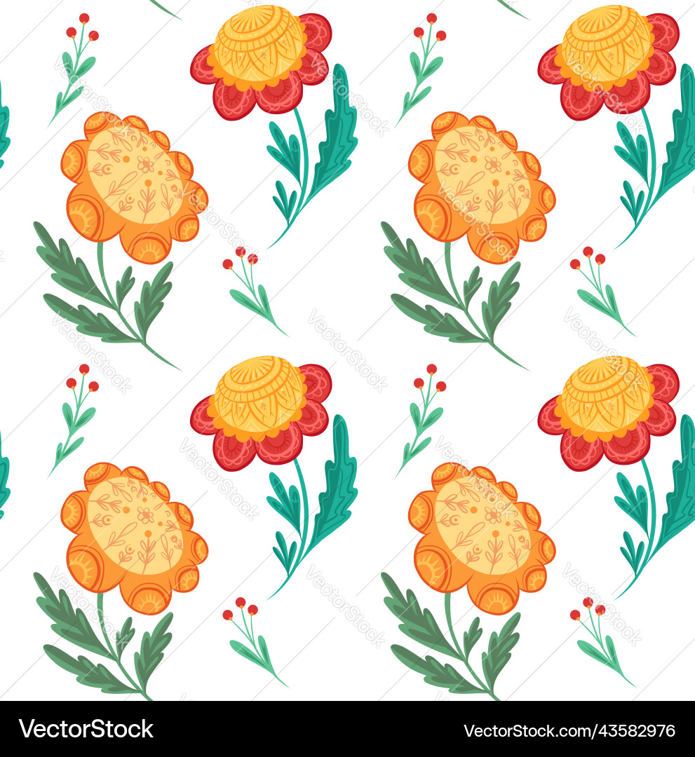 Seamless pattern with yellow and red Vector Image