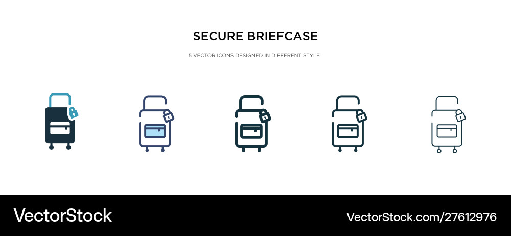 Secure briefcase icon in different style two vector image