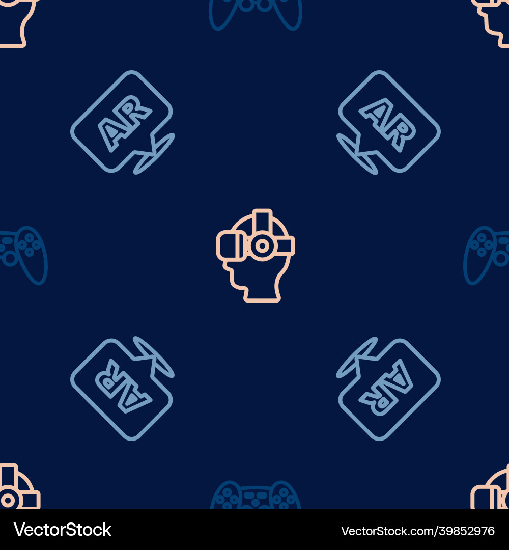 Set line gamepad augmented reality ar and virtual Set line gamepad augmented reality ar and virtual vector image