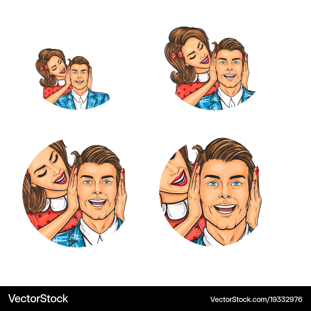 Set of pop art round avatar icons for users vector image