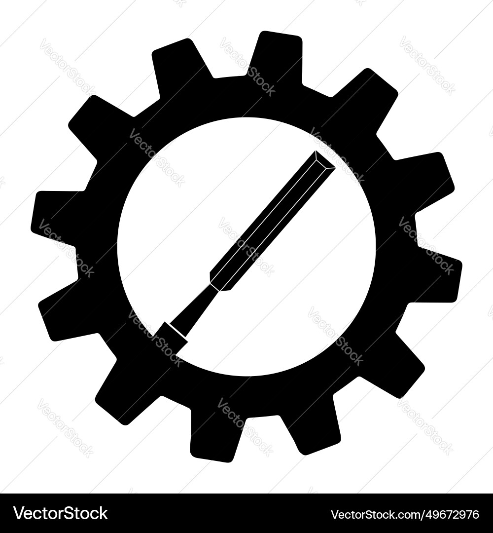 Simple of chisel icon in gear for app or web Simple of chisel icon in gear for app or web vector image