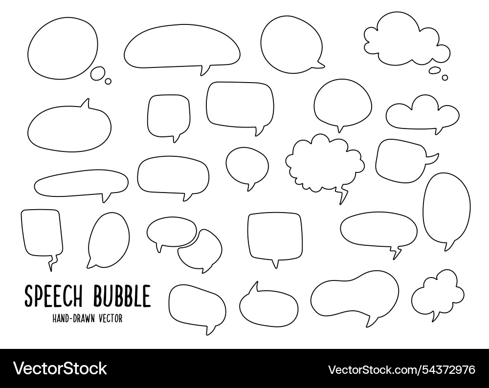 Speech bubbles set empty linear black Speech bubbles set empty linear black vector image