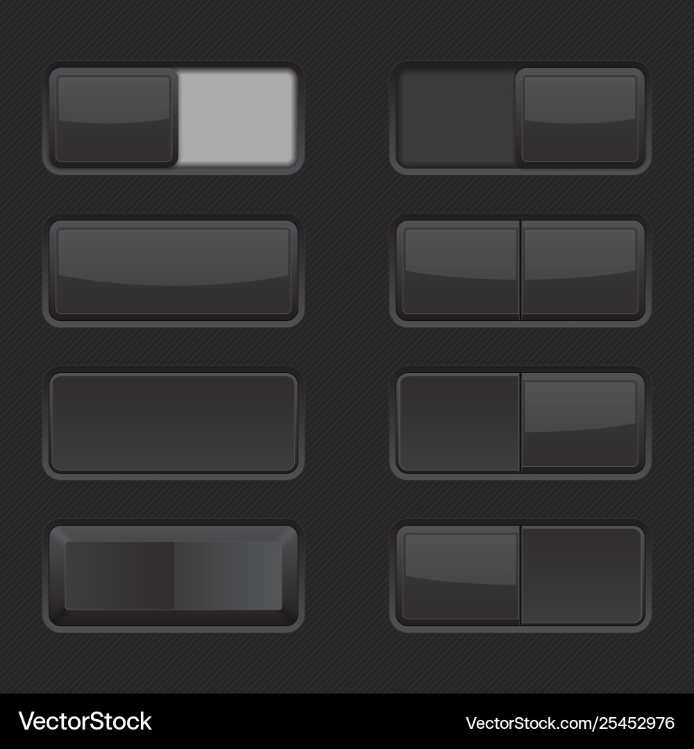 Toggle switch buttons and push black vector image