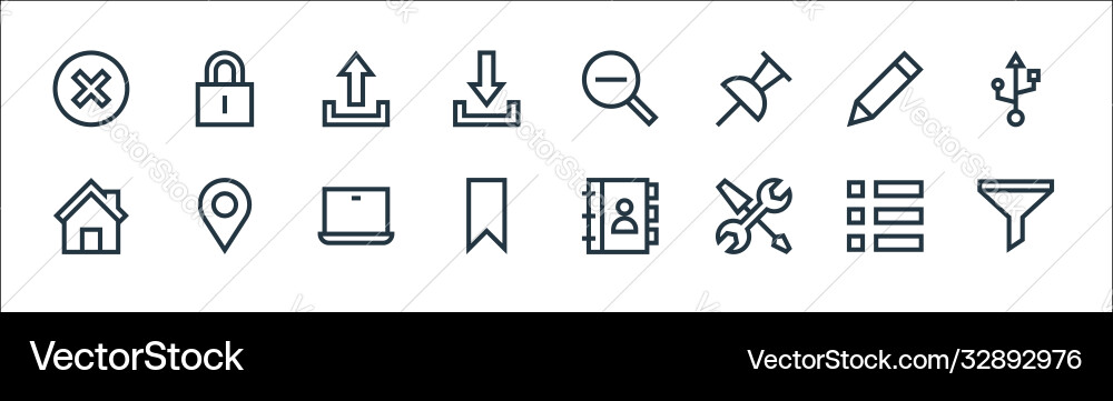 Web essentials line icons linear set quality Web essentials line icons linear set quality vector image