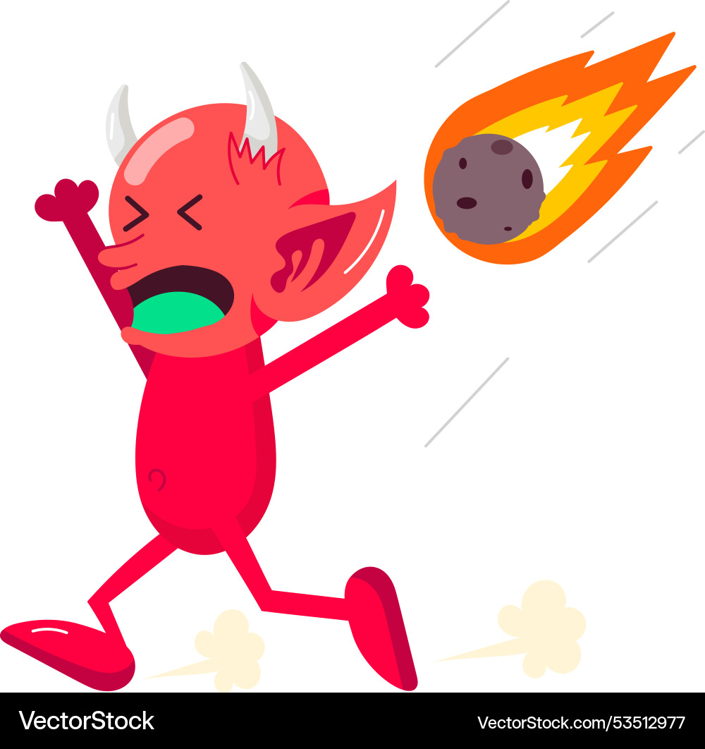 Basic rgbdevil running from meteor a comic style Vector Image