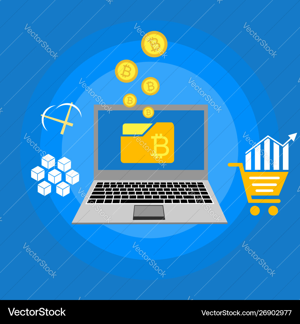 Blockchain scheme mining crypto currency server Blockchain scheme mining crypto currency server vector image