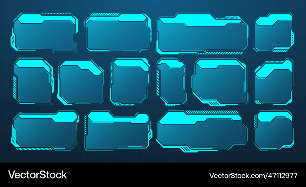 Blue futuristic hud or ui elements sci-fi user Blue futuristic hud or ui elements sci-fi user vector image