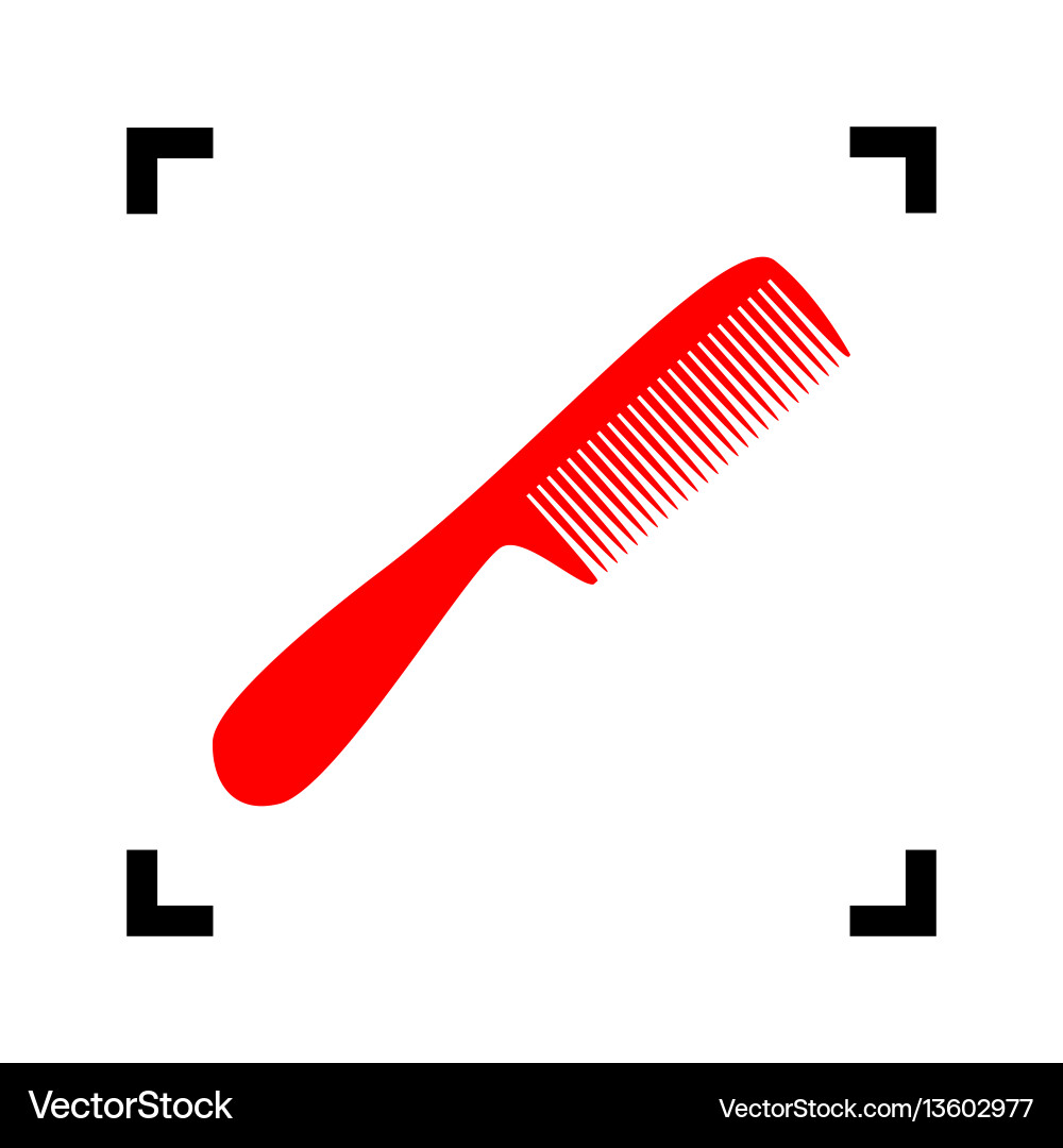 Comb simple sign red icon inside black Vector Image