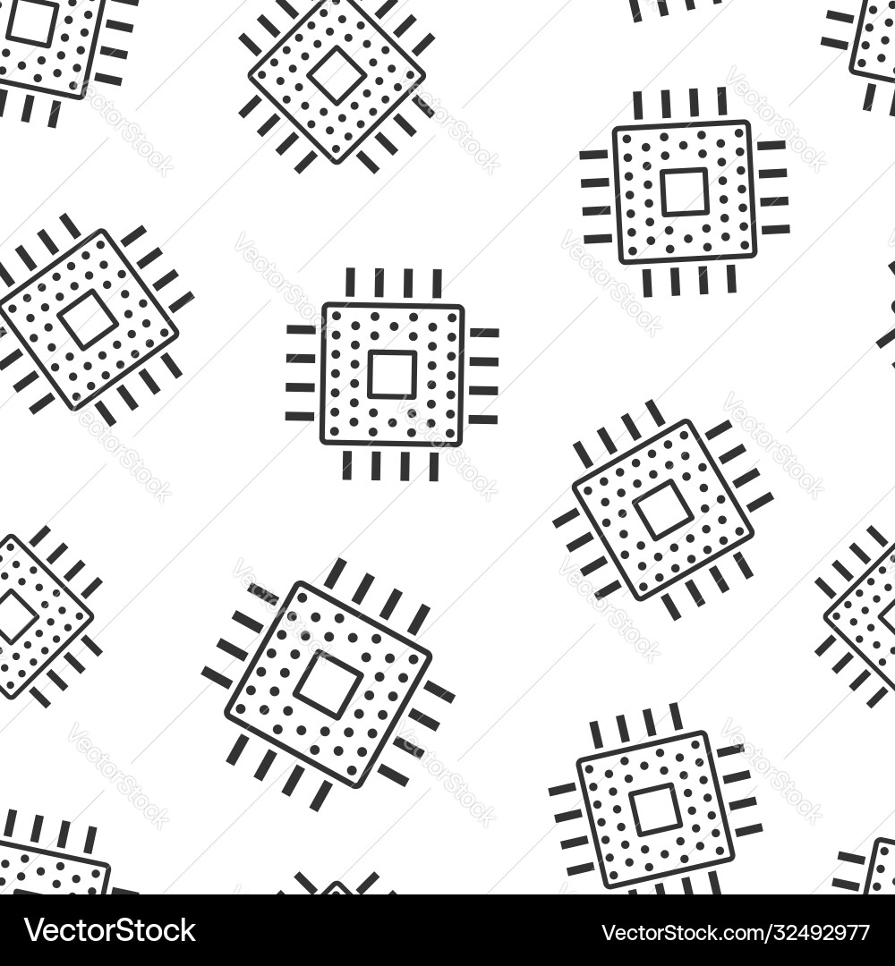 Computer cpu icon in flat style circuit board vector image
