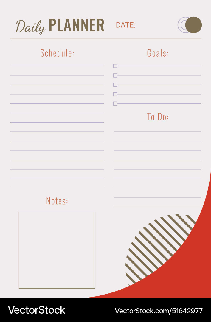 Daily planner template with space for text Vector Image