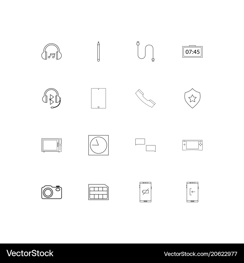 Devices simple linear icons set outlined vector image