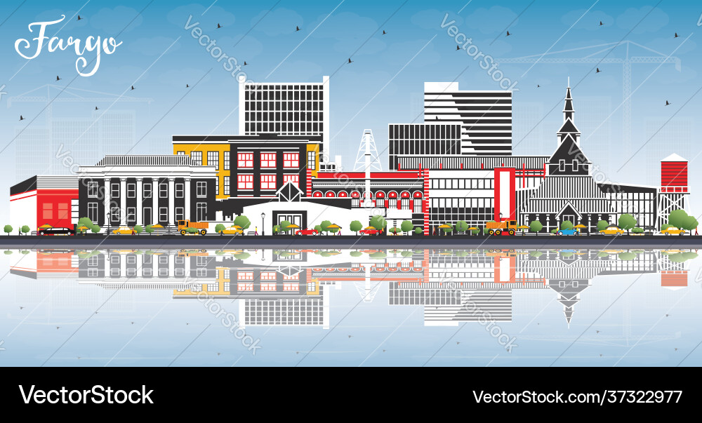 Fargo Nord dakota Stadt Skyline mit Farbe Fargo Nord dakota Stadt Skyline mit Farbe vektorbild