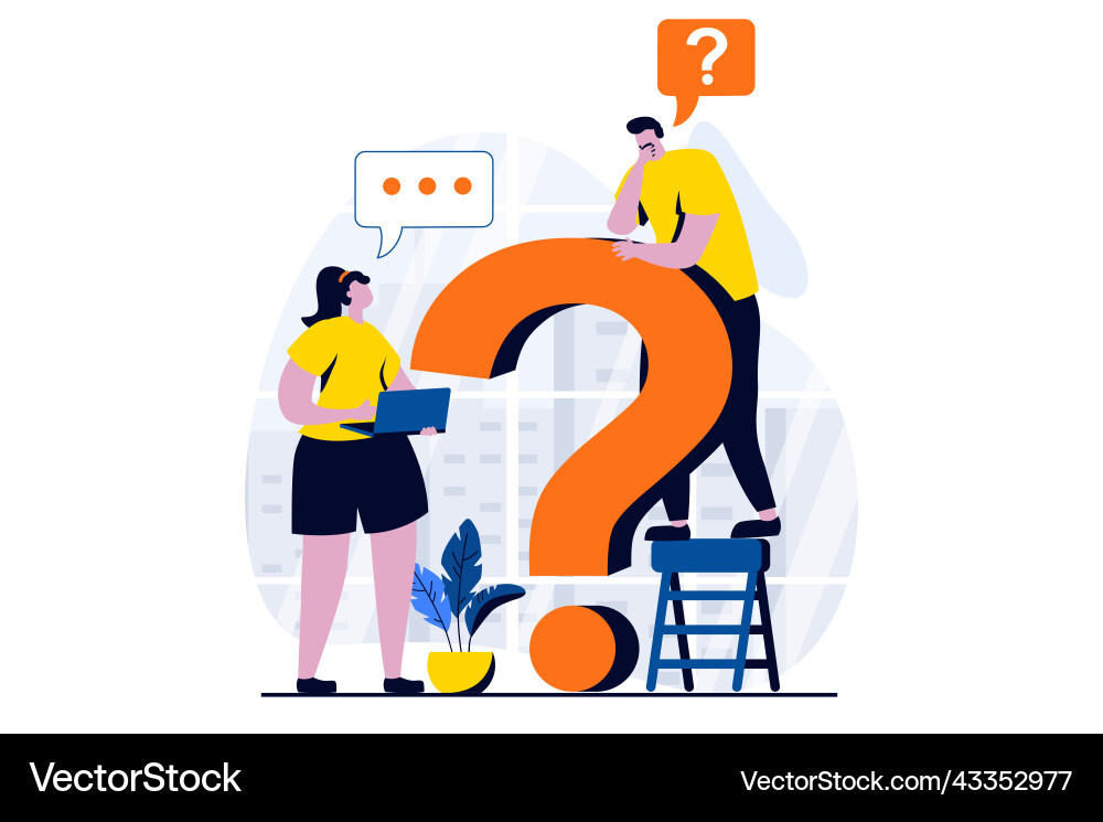 Finding solution concept with people scene in flat Vector Image