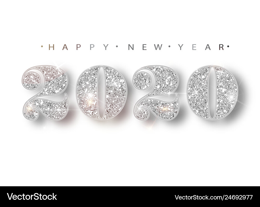 Happy new year 2020 greeting card with silver Happy new year 2020 greeting card with silver vector image