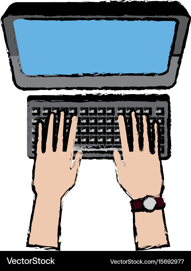Hände mit Computertastatur arbeiten digital vektorbild