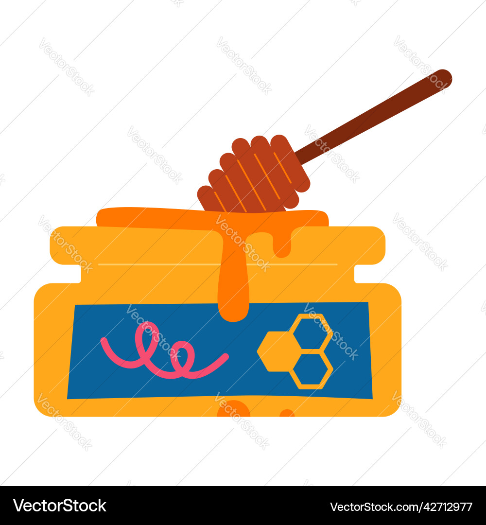 Jar of honey - flat design style single isolated vector image