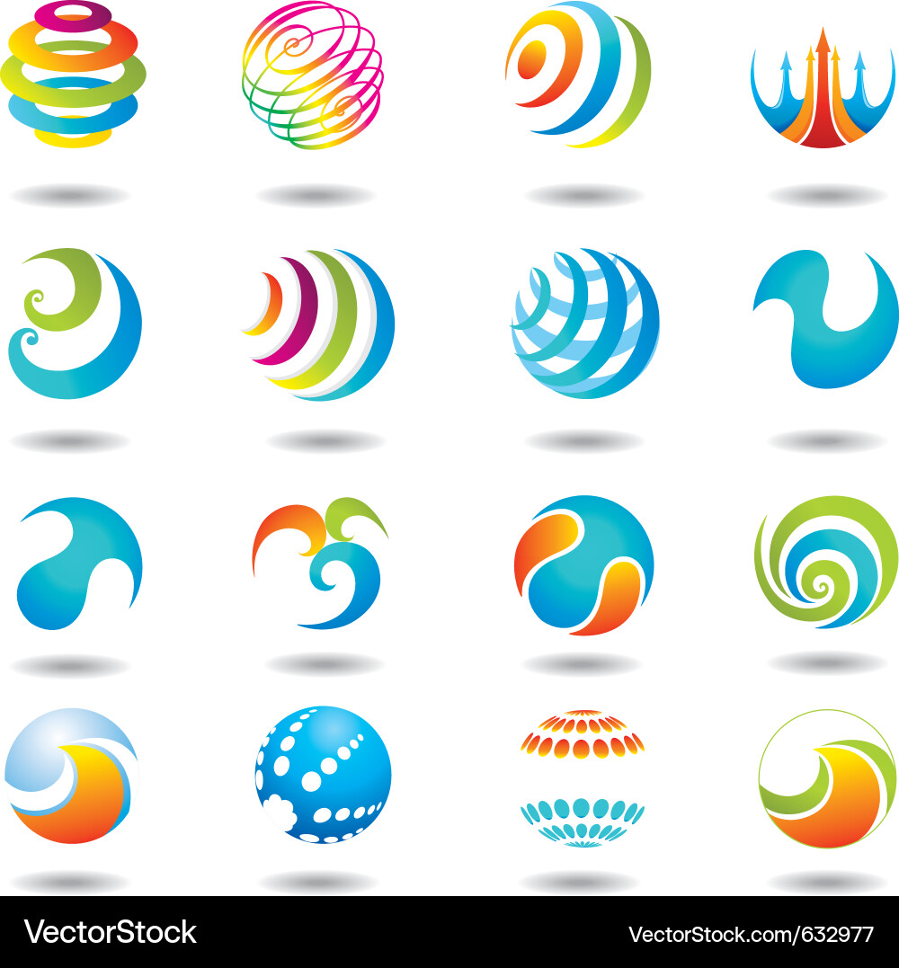 Modern Icon Set - Buttons & Shapes vector image