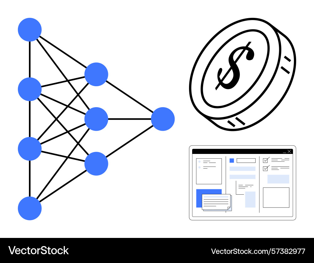 Neural network structure digital payment symbol Vector Image
