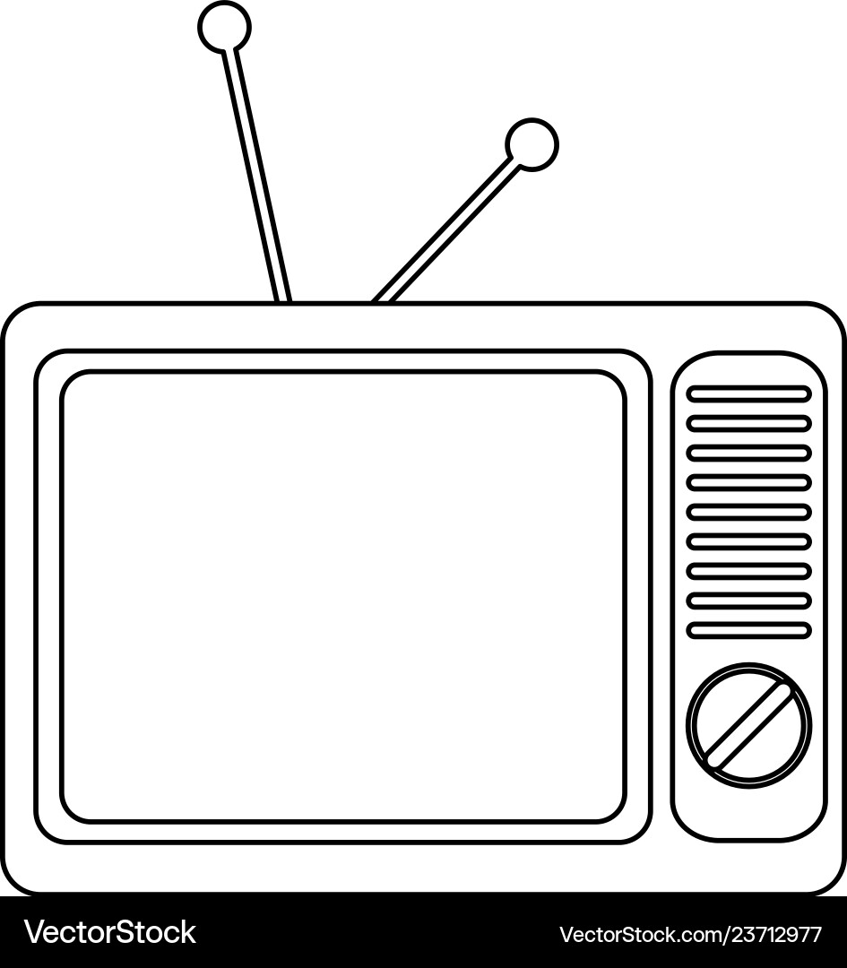Old vintage television black and white – Royalty-Free Vector | VectorStock, image size:945x1080