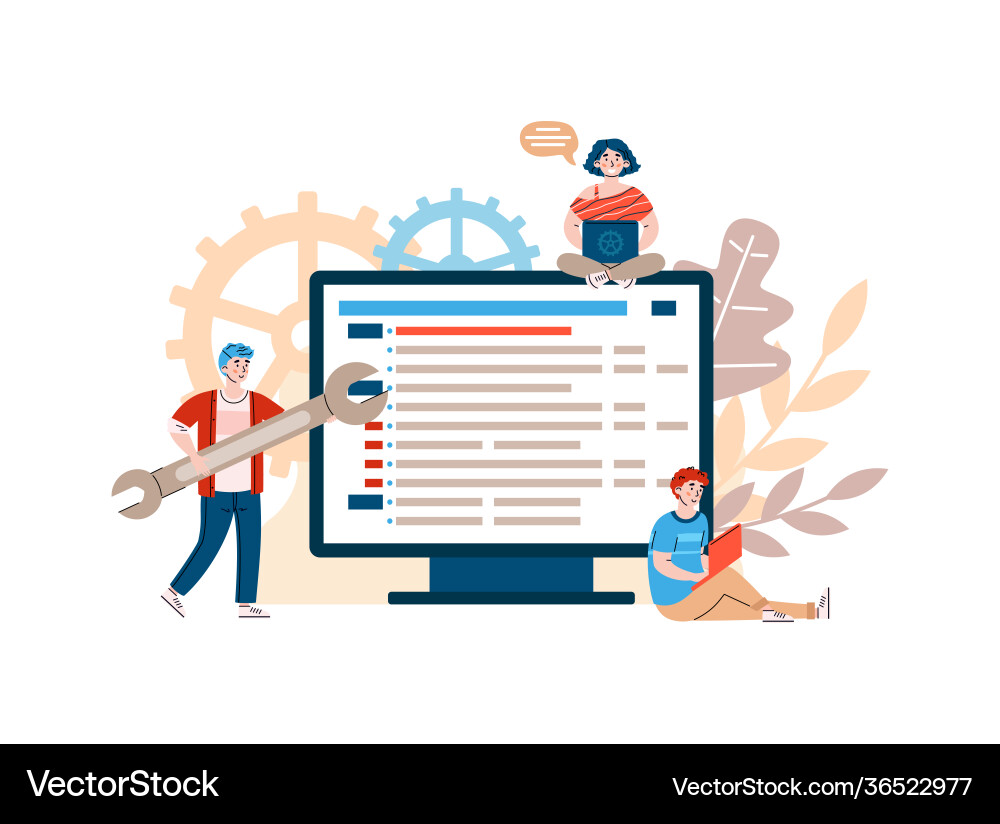 Process development or code testing software Process development or code testing software vector image