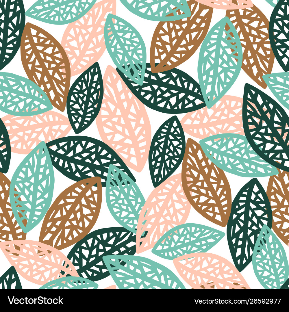 Seamless pattern with colorful foliage leaves Vector Image