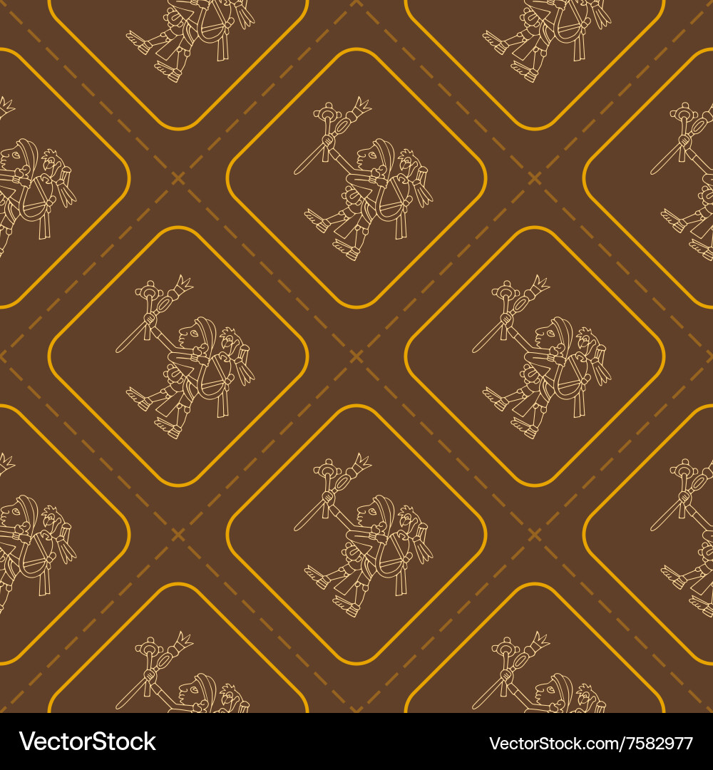 Seamless pattern with symbols from aztec codices Vector Image