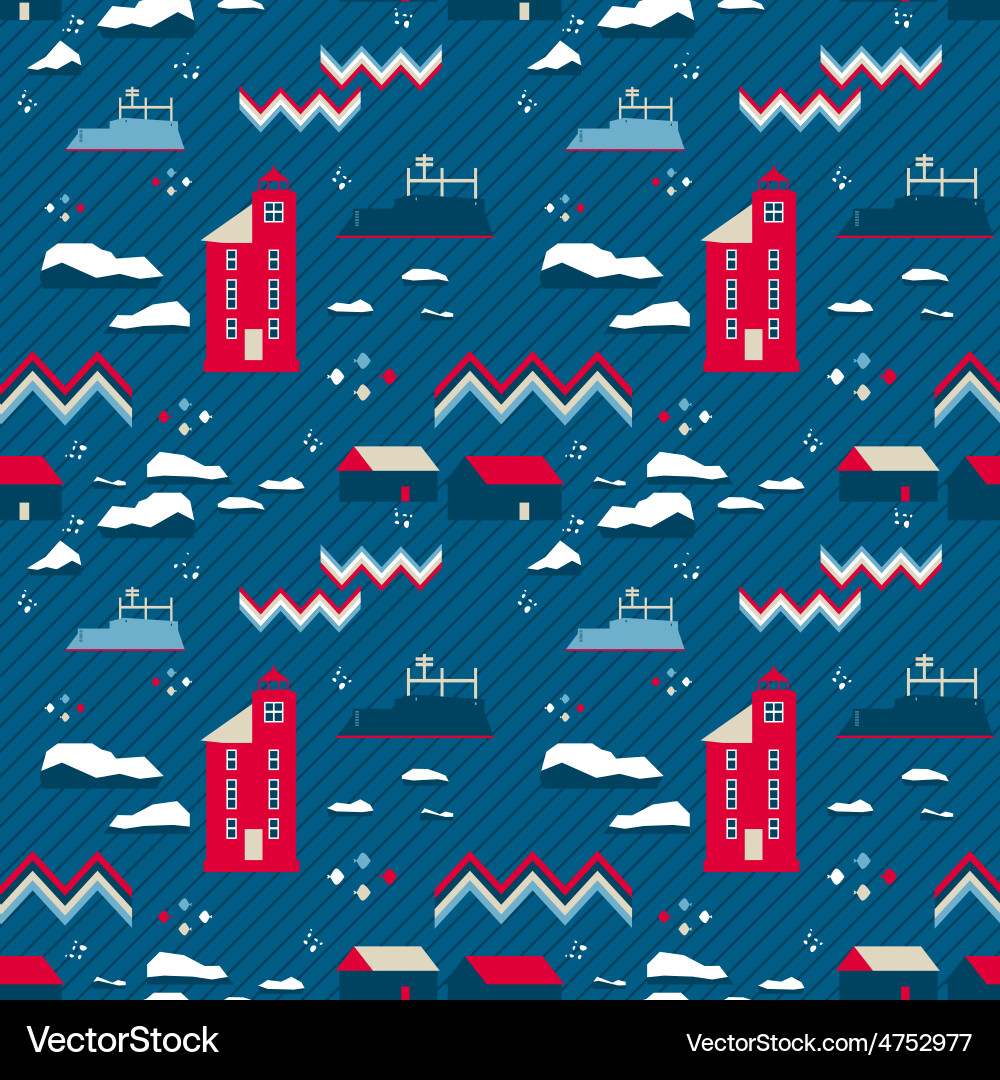 Seamless patternred lighthouse vector image