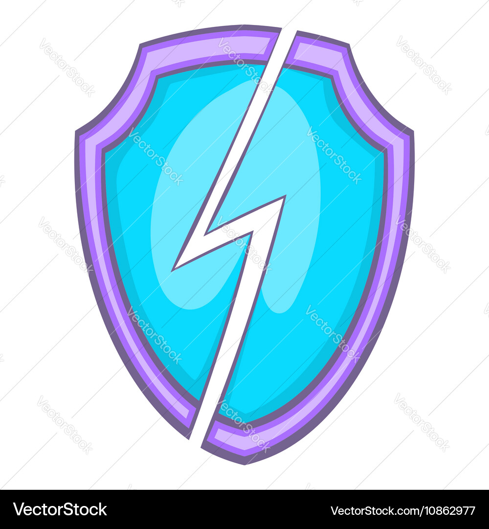 Secure shield with lightning icon cartoon style vector image