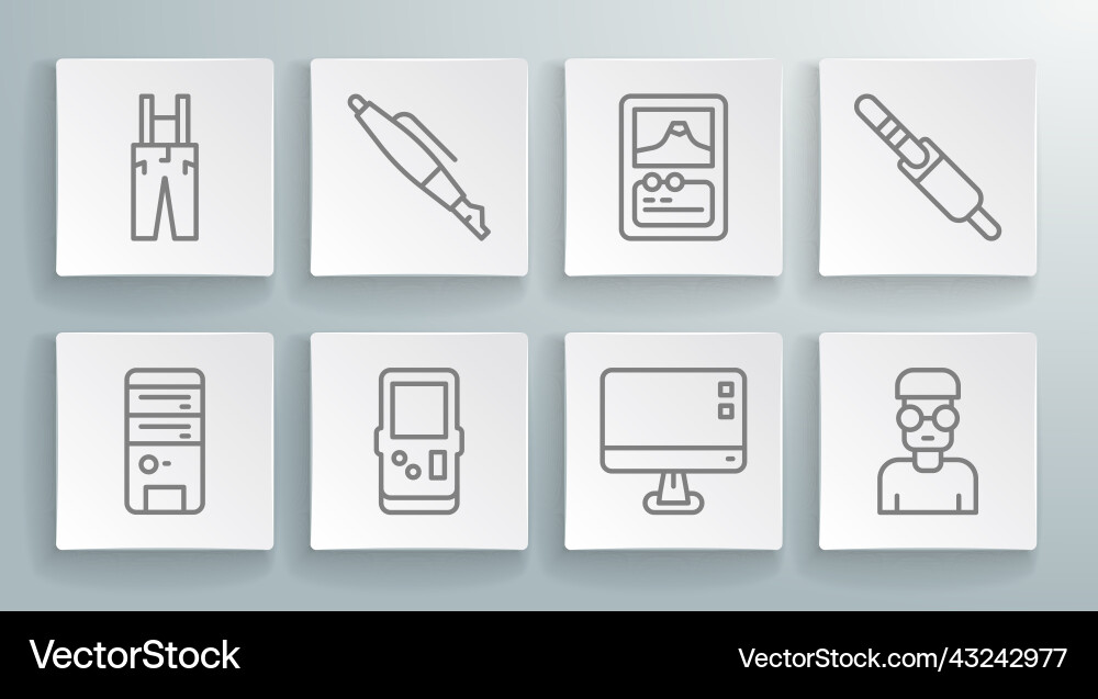 Set line computer fountain pen nib tetris Set line computer fountain pen nib tetris vector image