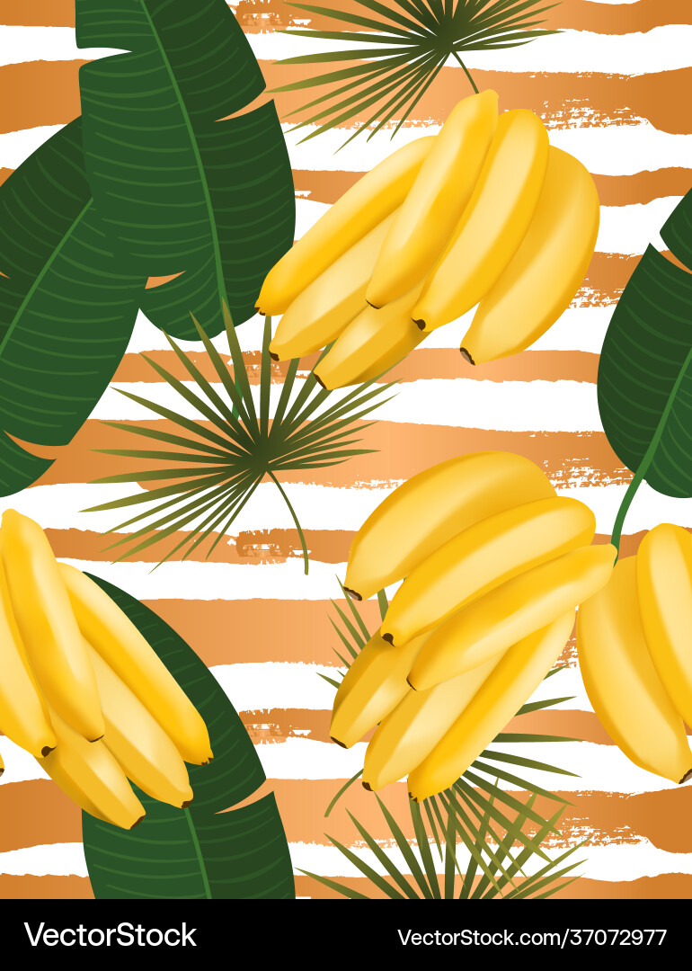 Trendy seamless pattern with realistic banana Vector Image