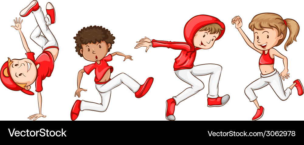 A simple sketch of the dancers in red Vector Image