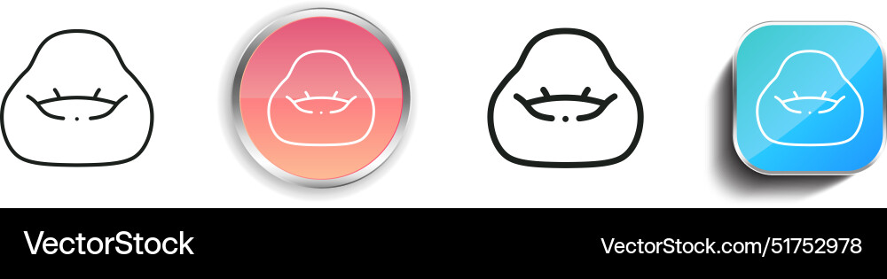 Bean bag icon thin linear regular and button Bean bag icon thin linear regular and button vector image