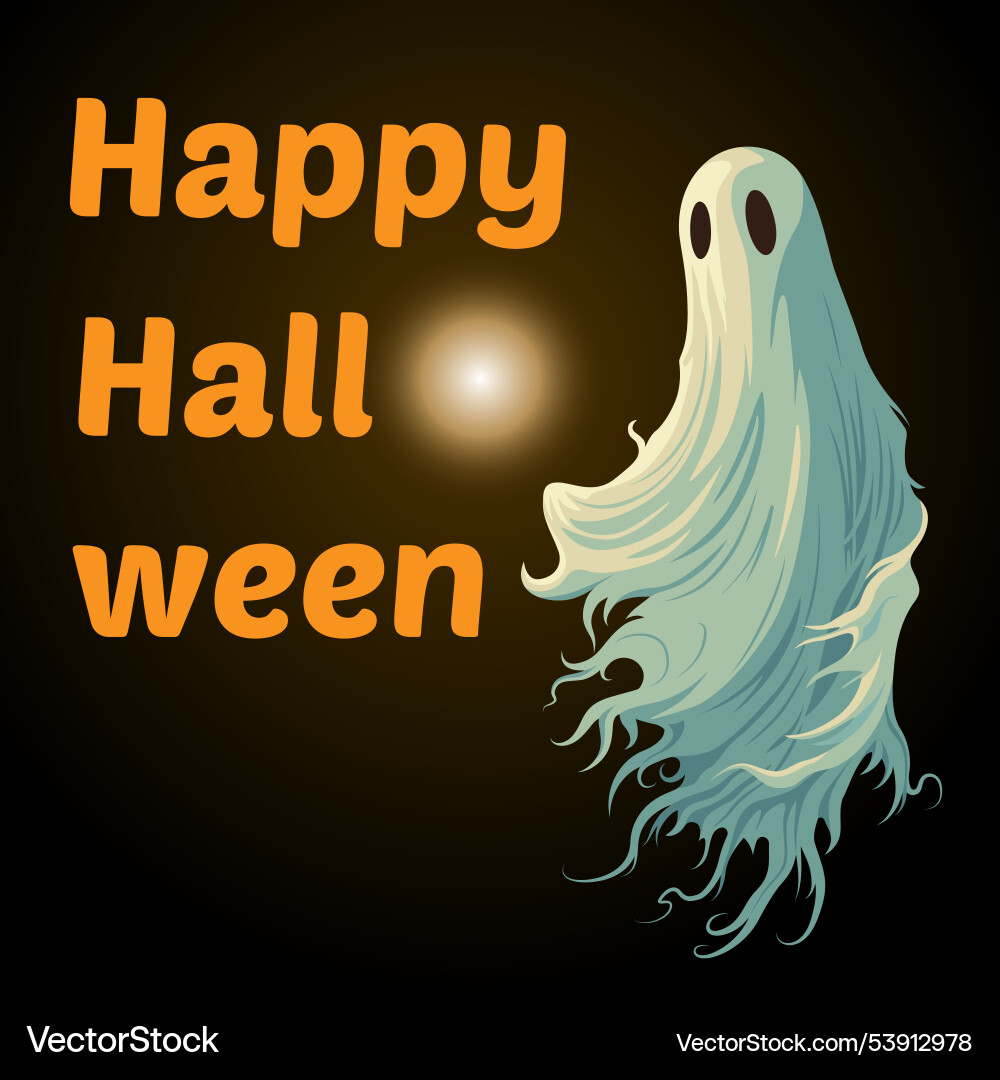 Card with floating ghost Card with floating ghost Vector Image
