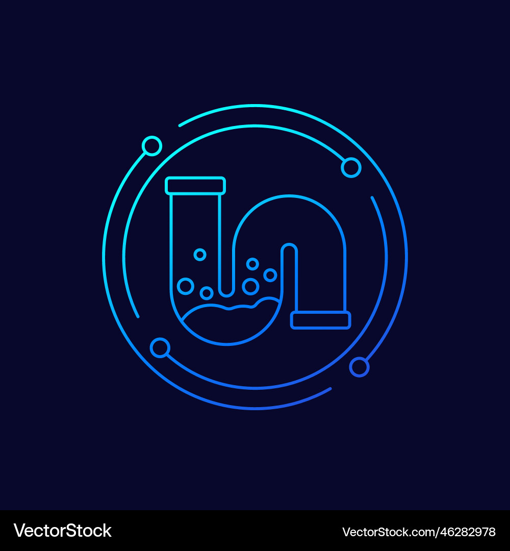 Clog in pipe drain icon linear design vector image