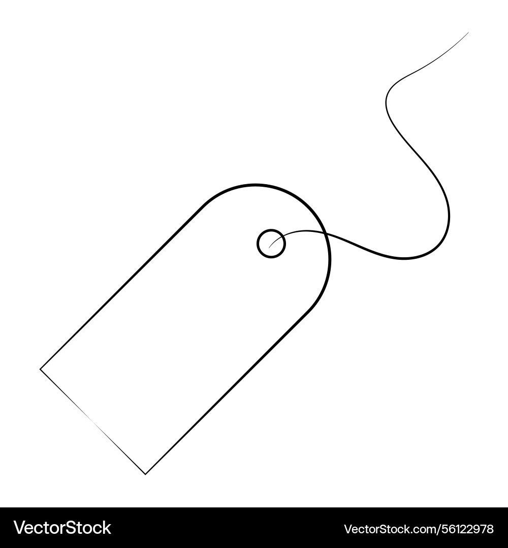 Elegant outline tag price with curved string vector image